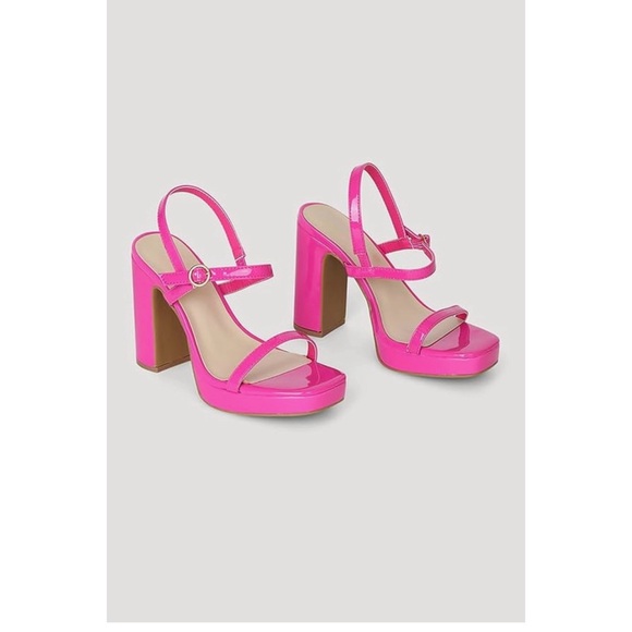 BAMBOO Shoes - Bamboo Patent Pink High Heel Platform Sandals